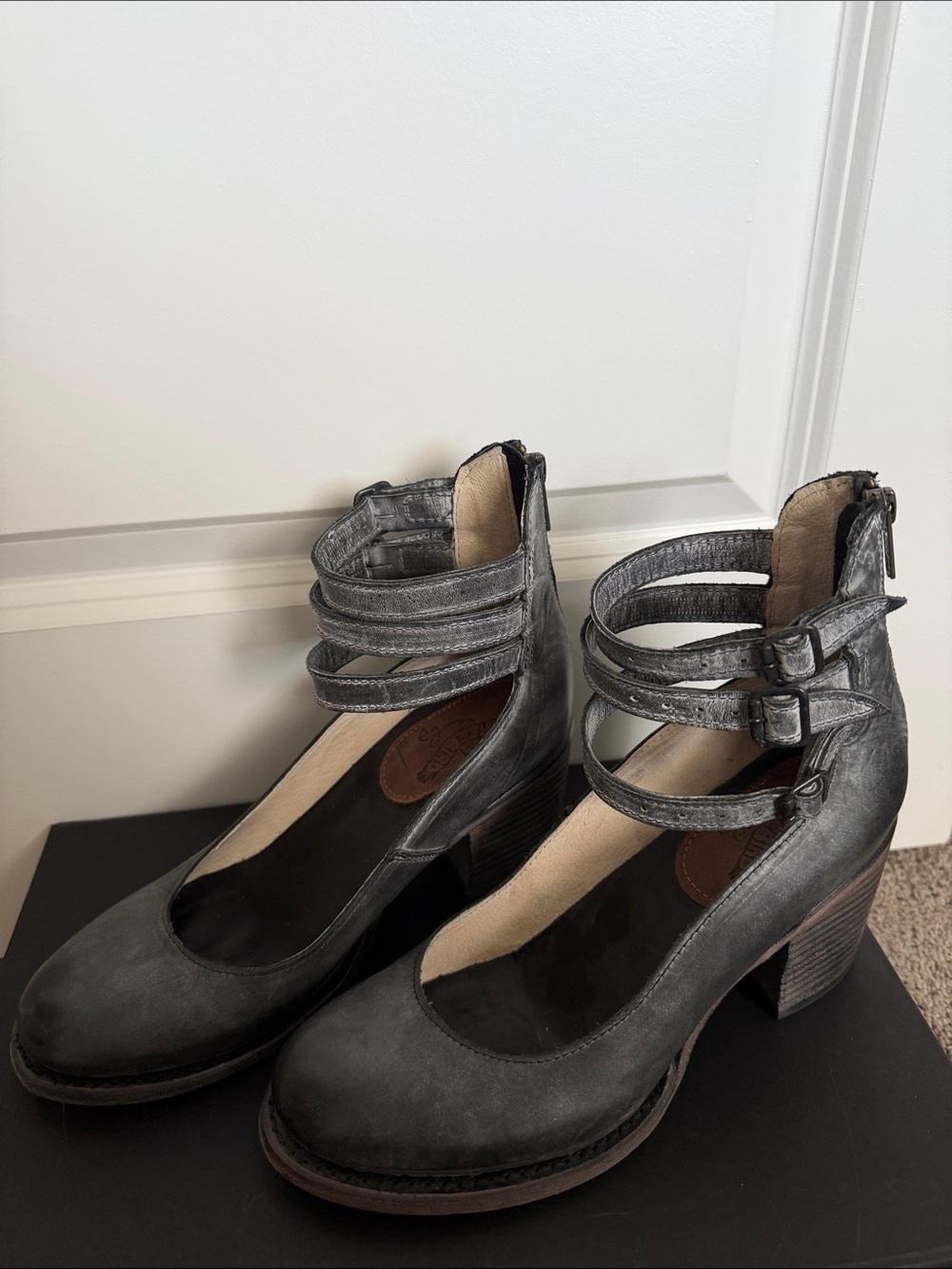 Freebird Randi Women's Leather Mary Jane Heels with Ankle Straps